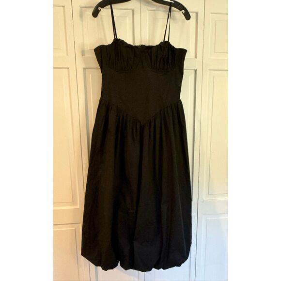 Future Collective NWT black corset bubble hem tank midi dress size M - Picture 4 of 13